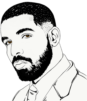 Stylized Drake Portrait PNG image with transparent background