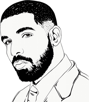 Stylized Drake Portrait PNG with transparent background