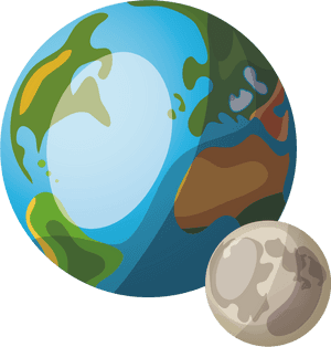 Stylized Earthand Moon Illustration PNG