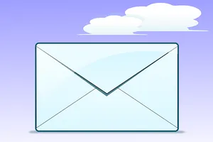 Stylized Email Icon Purple Sky Background PNG Image