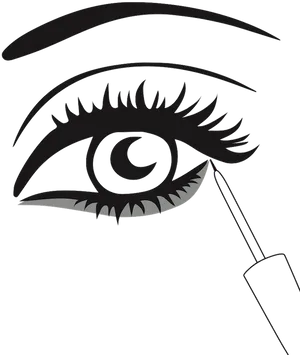 Stylized Eyeand Mascara Application PNG Image