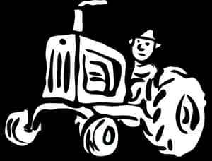 Stylized Farmer On Tractor PNG image with transparent background
