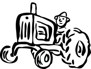 Stylized Farmer On Tractor PNG Image