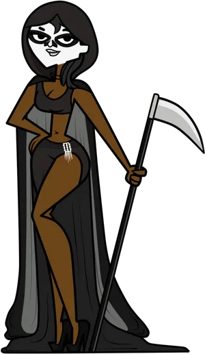 Stylized Female Grim Reaper Cartoon PNG Image