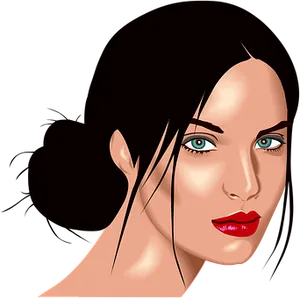 Stylized Female Portrait Vector PNG Image