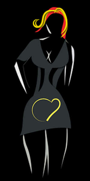 Stylized Female Silhouettewith Heart PNG