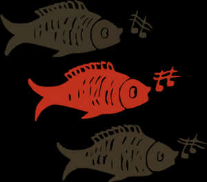 Stylized Fish Trio Illustration PNG with transparent background