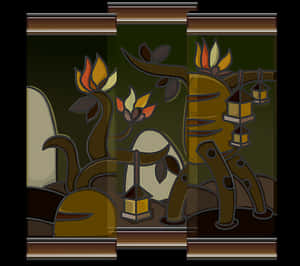 Stylized Floral Stained Glass Design PNG image with transparent background