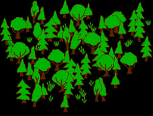 Stylized Forest Illustration PNG image with transparent background