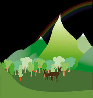 Stylized Forest Scenewith Deer PNG image with transparent background