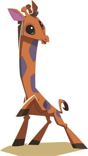 Stylized Giraffe Cartoon Character PNG Image