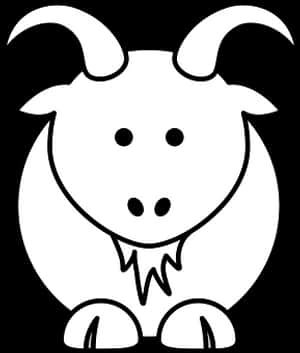 Stylized Goat Icon Blackand White PNG with transparent background