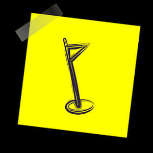 Stylized Golf Flag Iconon Yellow Postit PNG with transparent background