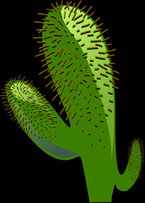 Stylized Green Cactus Illustration PNG with transparent background
