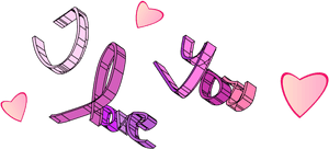 Stylized I Love You Text With Hearts PNG image with transparent background