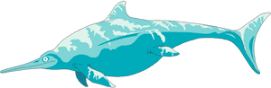 Stylized Ichthyosaur Illustration PNG image with transparent background