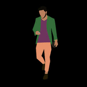 Stylized Man Walking Illustration PNG with transparent background