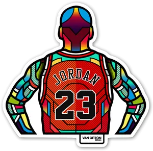 Stylized Michael Jordan23 Jersey Artwork PNG Image