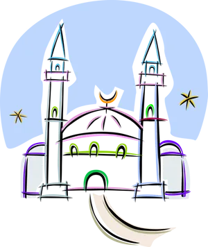 Stylized Mosque Illustration PNG Image