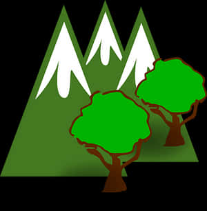 Stylized Mountainand Trees Graphic PNG with transparent background