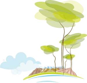 Stylized Nature Scene PNG with transparent background