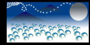 Stylized Night Ocean Scene PNG