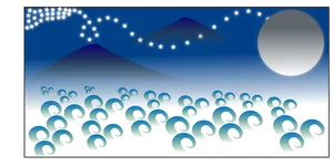 Stylized Night Ocean Scene PNG Image