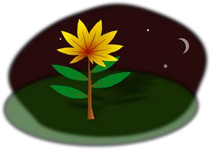 Stylized Nighttime Plant Illustration PNG Image