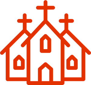 Stylized Orange Church Outline PNG Image