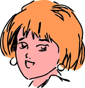 Stylized Orange Hair Female Illustration PNG Image
