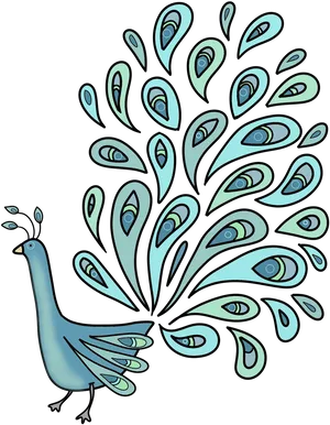 Stylized Peacock Illustration PNG Image