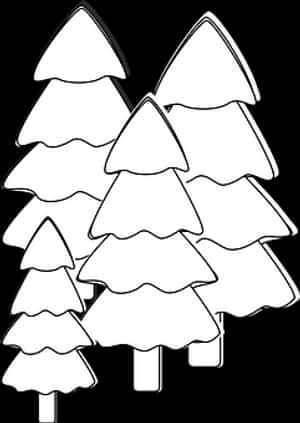 Stylized Pine Trees Outline PNG image with transparent background