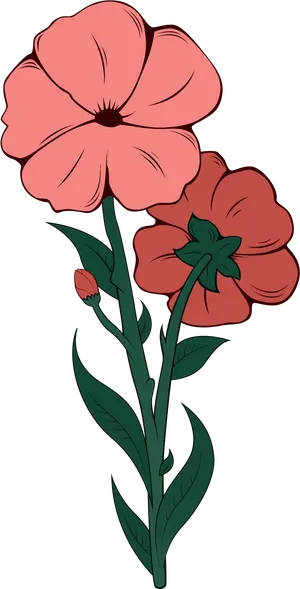 Stylized Pink Flowers Illustration PNG Image