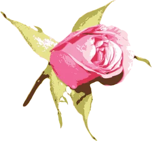 Stylized Pink Rose Artwork PNG Image