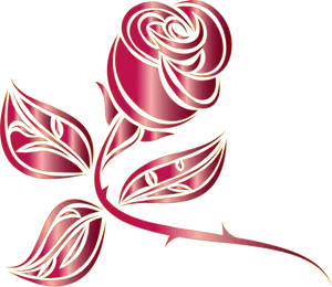 Stylized Pink Rose Graphic PNG Image