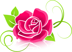 Stylized Pink Rose Vector Art PNG Image