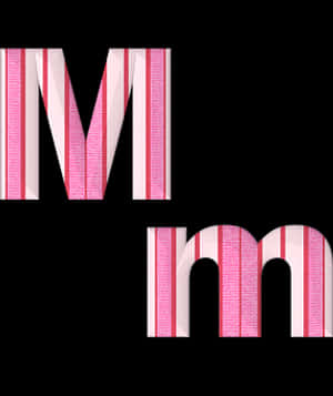 Stylized Pink Striped Letter M PNG image with transparent background
