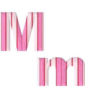 Stylized Pink Striped Letter M PNG Image