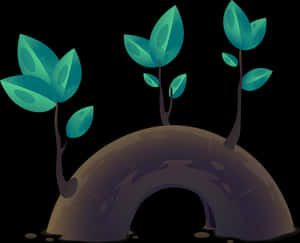Stylized Plants Growing Over Hill PNG image with transparent background