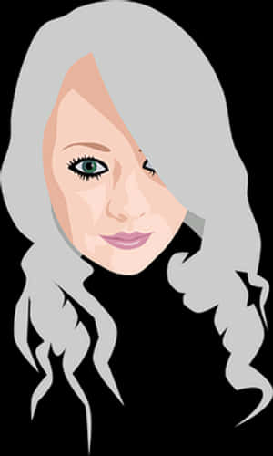 Stylized Portraitof Womanwith Silver Hair PNG image with transparent background