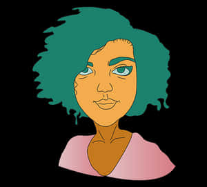 Stylized Portraitof Womanwith Teal Hair PNG image with transparent background