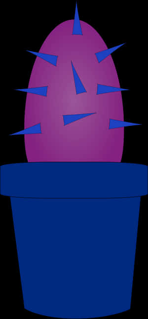 Stylized Purple Cactusin Blue Pot PNG image with transparent background