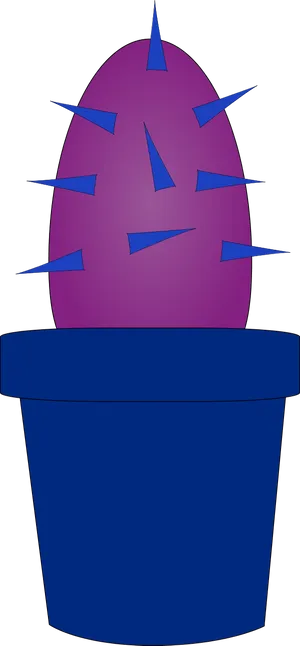 Stylized Purple Cactusin Blue Pot PNG Image