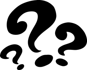 Stylized Question Marks Black Background PNG Image