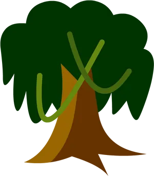 Stylized Rainforest Tree Graphic PNG Image