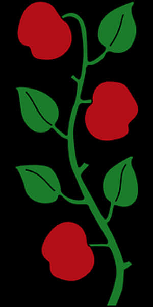 Stylized Red Flowerson Vine PNG image with transparent background