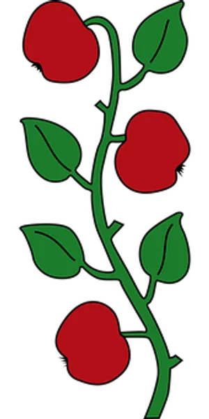 Stylized Red Flowerson Vine PNG Image