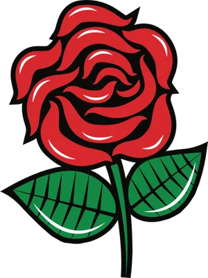 Stylized Red Rose Vector PNG Image