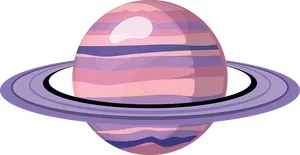 Stylized Ringed Planet Illustration PNG Image