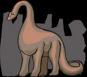 Stylized Sauropod Dinosaur Illustration PNG with transparent background